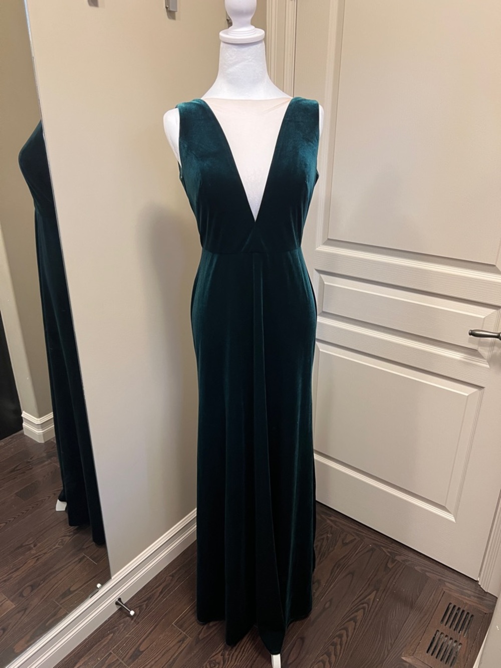 Jenny Yoo Emerald Green Velvet Plunge Maxi Dress